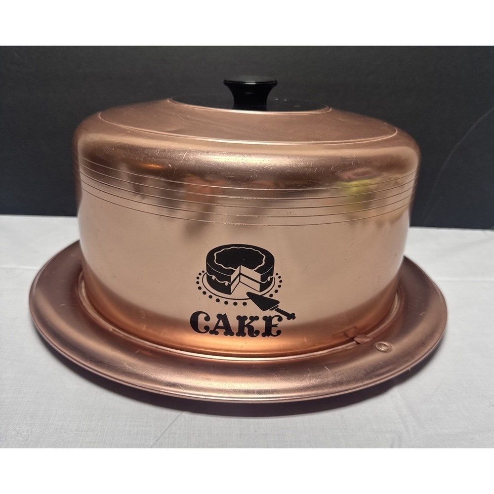 Vintage West Bend Copper Cake Carrier Aluminum Locking Cover 1950s Retro 14.5"